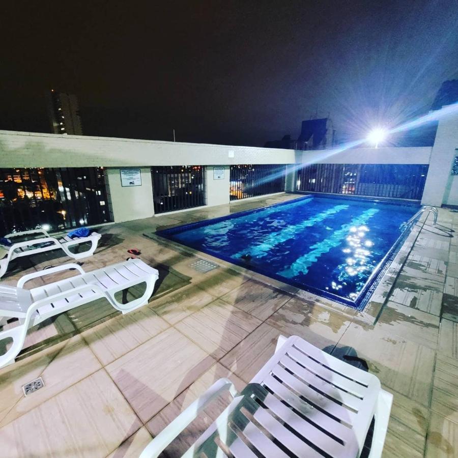Flat Completo Novo A 350M Da Praia Com Piscina Sao Vicente  Ngoại thất bức ảnh